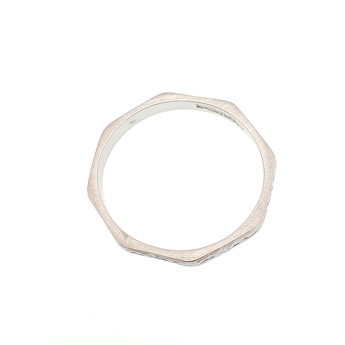 Antique Platinum Band Ring Art Deco Octagonal Wedding Bands Engraved Solid 1920s Genuine Vintage Full Band Mens Womens Jewelry