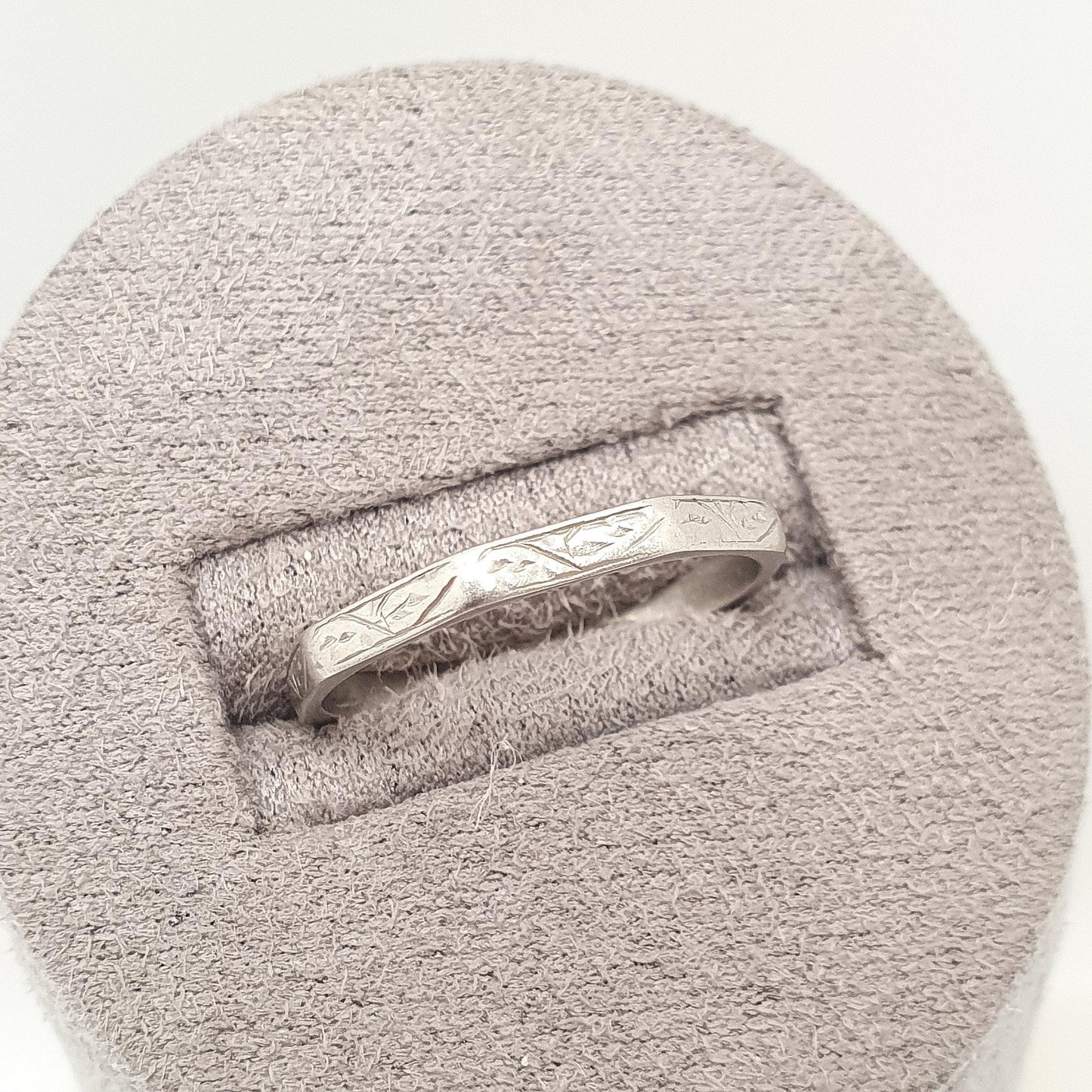 Antique Platinum Band Ring Art Deco Octagonal Wedding Bands Engraved Solid 1920s Genuine Vintage Full Band Mens Womens Jewelry