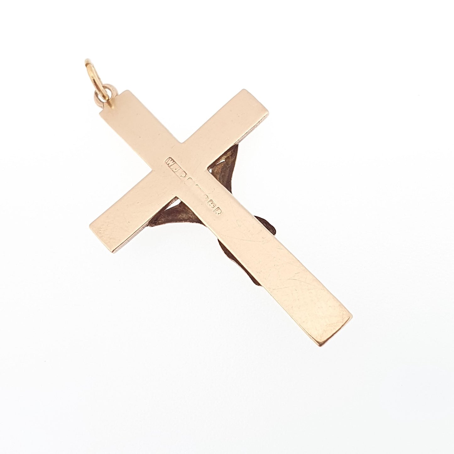 Vintage 9k 9ct Gold Jesus On The Cross Crucifix Necklace Pendant 1966 Hallmark Solid 375 Christian Religious Mens Womens Jewelry Jewellery