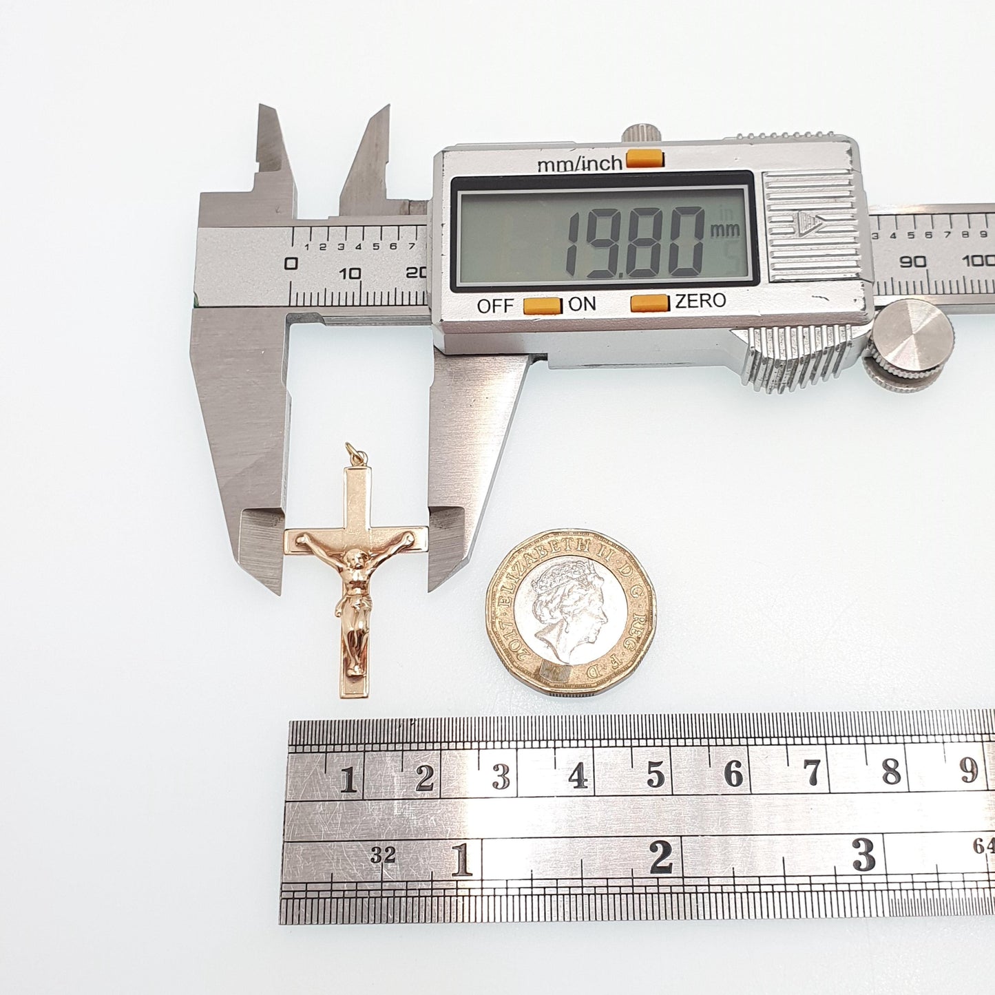 Vintage 9k 9ct Gold Jesus On The Cross Crucifix Necklace Pendant 1966 Hallmark Solid 375 Christian Religious Mens Womens Jewelry Jewellery