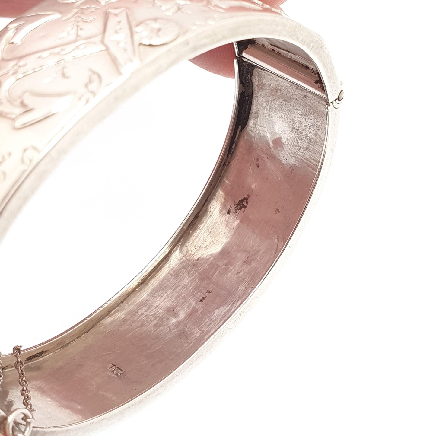 Victorian Sterling Silver Antique Snap Bangle Anchor Bracelet Hope 20.97g 1894 Hallmark Sailing Boat Vintage Jewelry Jewellery