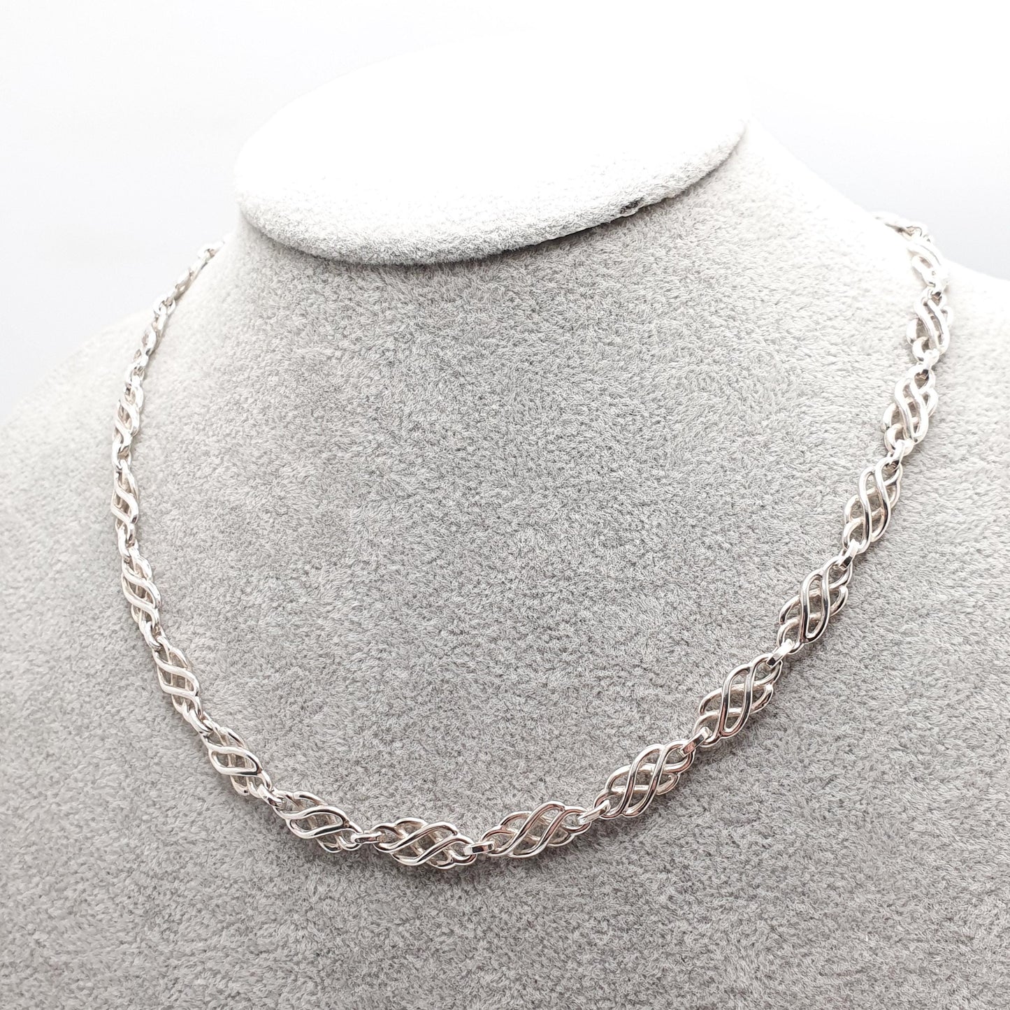 Vintage Sterling Silver Celtic Knot Chain Necklace Thick Heavy 45cm 17.7" 23.22g Solid 925 Womens Mens Jewelry Jewellery
