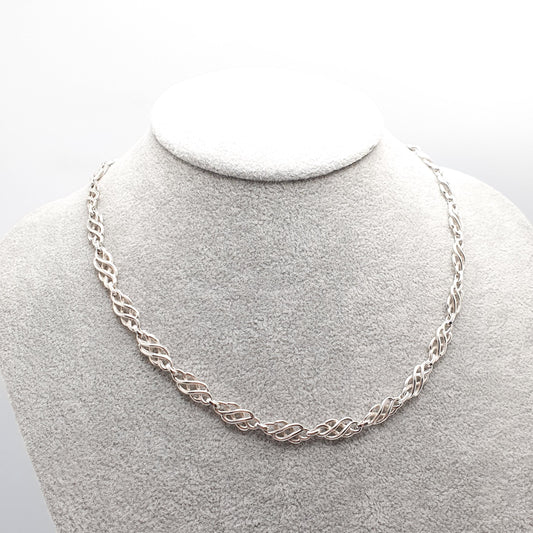 Vintage Sterling Silver Celtic Knot Chain Necklace Thick Heavy 45cm 17.7" 23.22g Solid 925 Womens Mens Jewelry Jewellery