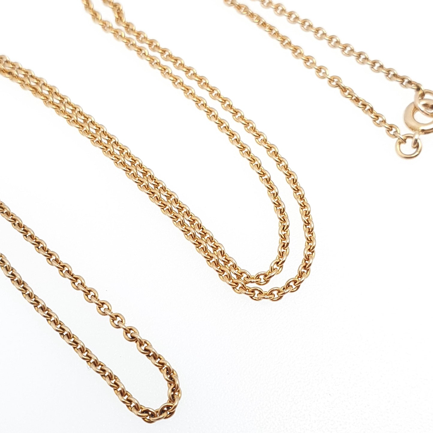 Antique 9ct 9k Gold Chain Necklace Victorian Cable Link Solid 9kt 42cm 16.5" 2.46g Trace Yellow Genuine Vintage Womens Jewelry