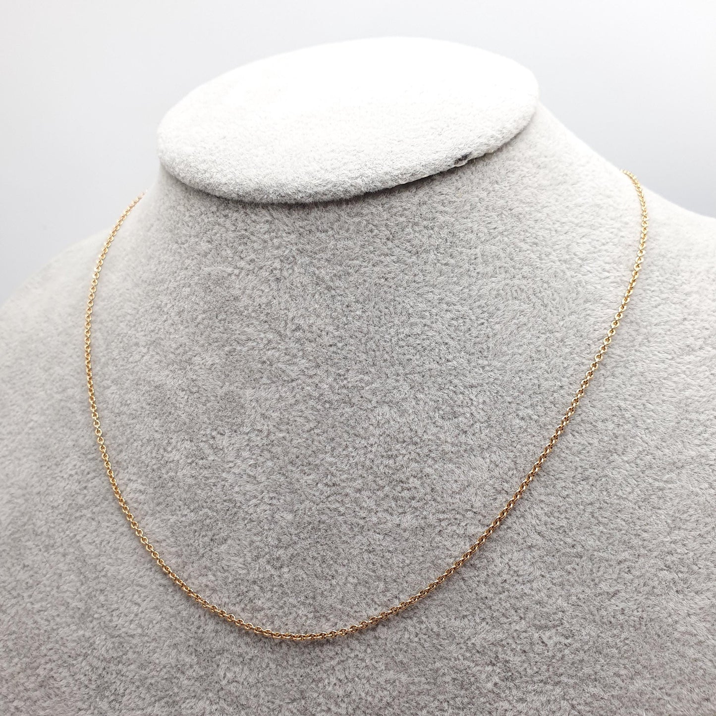Antique 9ct 9k Gold Chain Necklace Victorian Cable Link Solid 9kt 42cm 16.5" 2.46g Trace Yellow Genuine Vintage Womens Jewelry