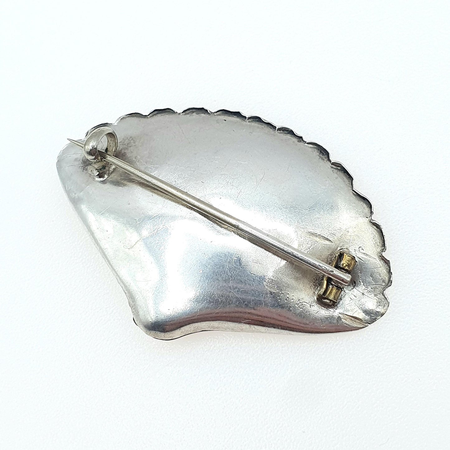 Antique Victorian Solid Silver Fan Brooch Leaf Engraved Collectable Detailed Jewelry Rare Unique Womens Men’s Jewellery