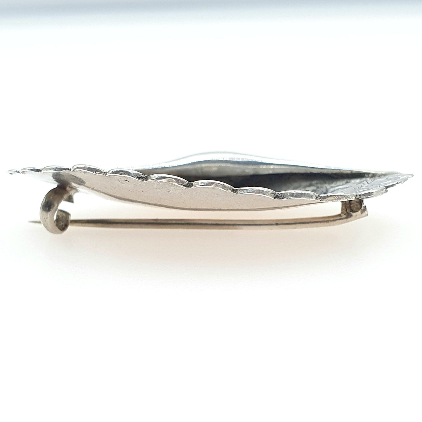 Antique Victorian Solid Silver Fan Brooch Leaf Engraved Collectable Detailed Jewelry Rare Unique Womens Men’s Jewellery