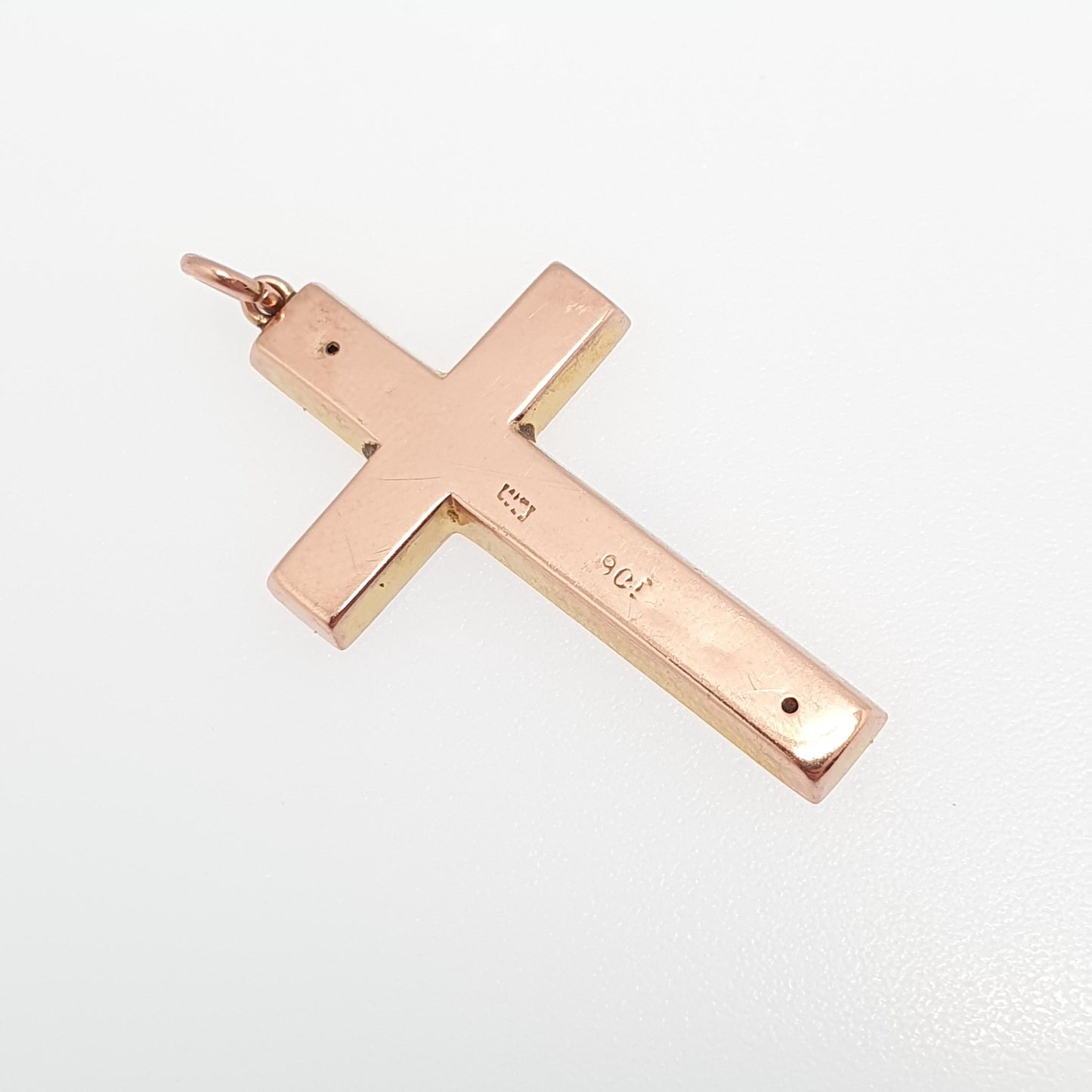 Antique 9ct 9k Rose Gold "K" Initial Letter Crucifix Necklace Cross Pendant Art Deco 1920s Solid 9kt Vintage Womens Mens Jewellery Jewelry