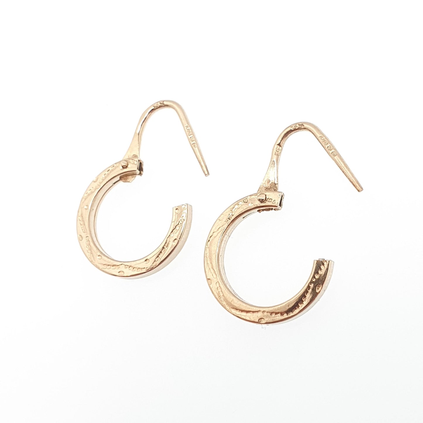 Vintage 9k 9ct Gold Hoop Earrings Gypsy Creole Yellow 9k 9 Carat Retro Womens Jewelry Jewellery