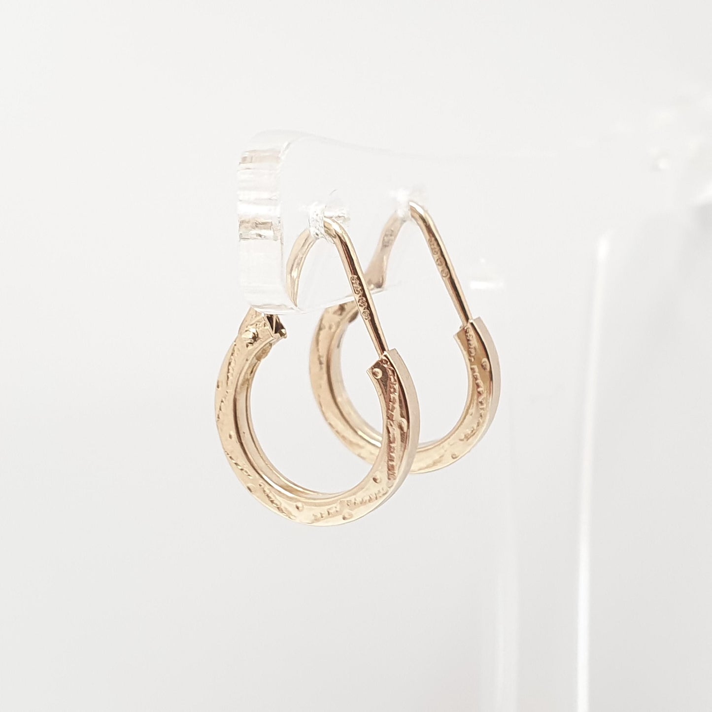 Vintage 9k 9ct Gold Hoop Earrings Gypsy Creole Yellow 9k 9 Carat Retro Womens Jewelry Jewellery