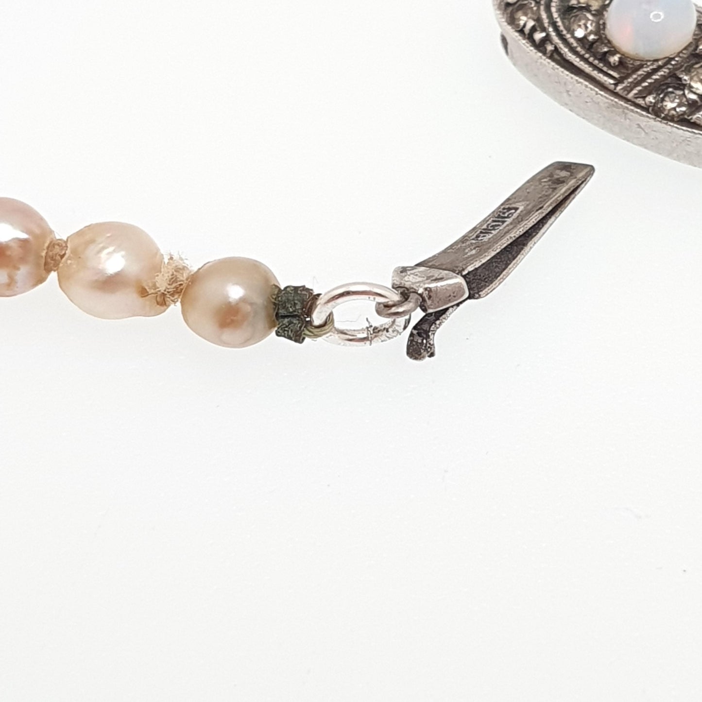 Antique Cultured Pearl Necklace Solid Silver Paste Clasp Art Deco 51cm 20" 14.06g Real Genuine Pearls Vintage 1920s Jewelry