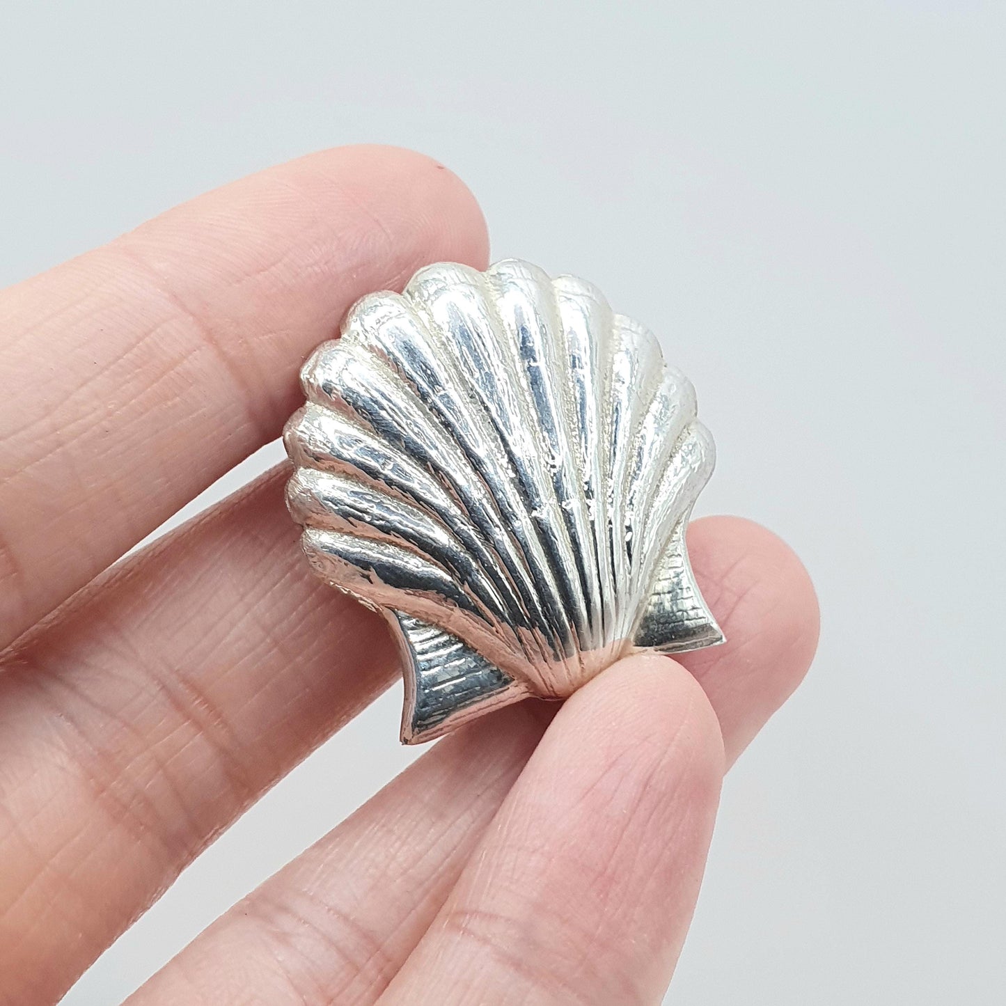 Vintage Sterling Silver Seashell Brooch Naturalisitc Nautical Ocean 925 Mermaid Clam Jewelry Womens Jewellery