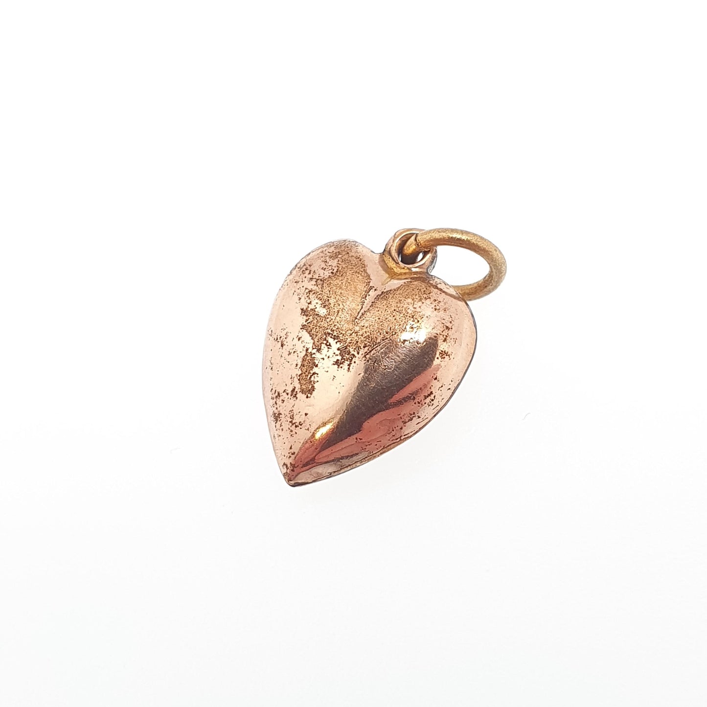 Antique Victorian Rolled Gold Heart Necklace Pendant Charm Puffer Faux Seed Pearl Gold Filled Womens Jewelry Vintage Jewellery