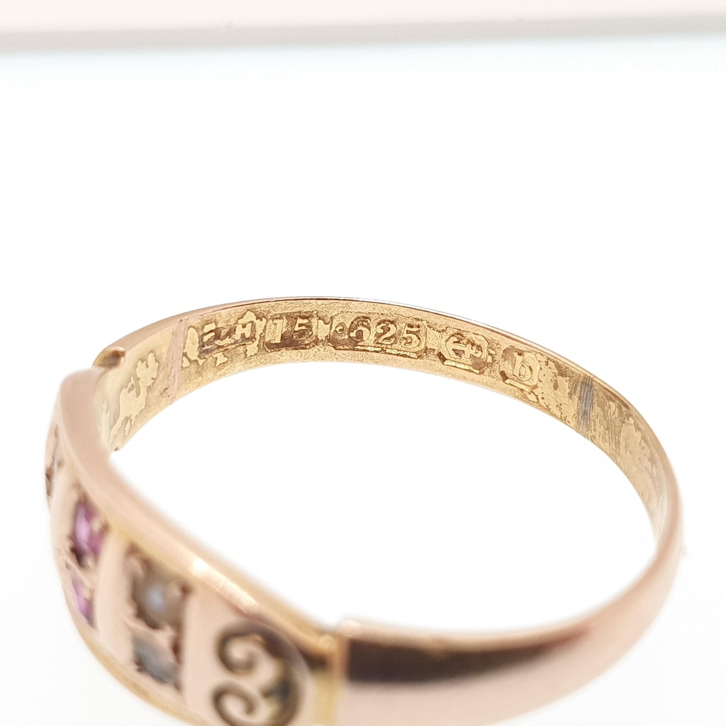 Antique 15ct Rose Gold Ruby Ring Victorian Seed Pearl 1901 Hallmark Solid 625 15 Carat Edwardian Vintage Jewelry Jewellery
