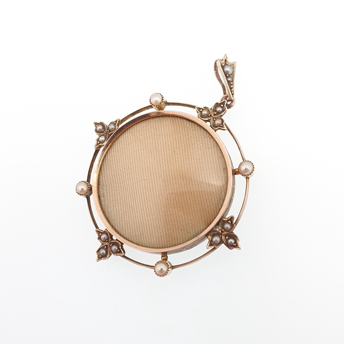 Antique 9ct Gold Seed Pearl Locket Pendant Necklace Art Nouveau Solid 9k 9kt Carat Edwardian Double Sided Vintage Jewelry Jewellery