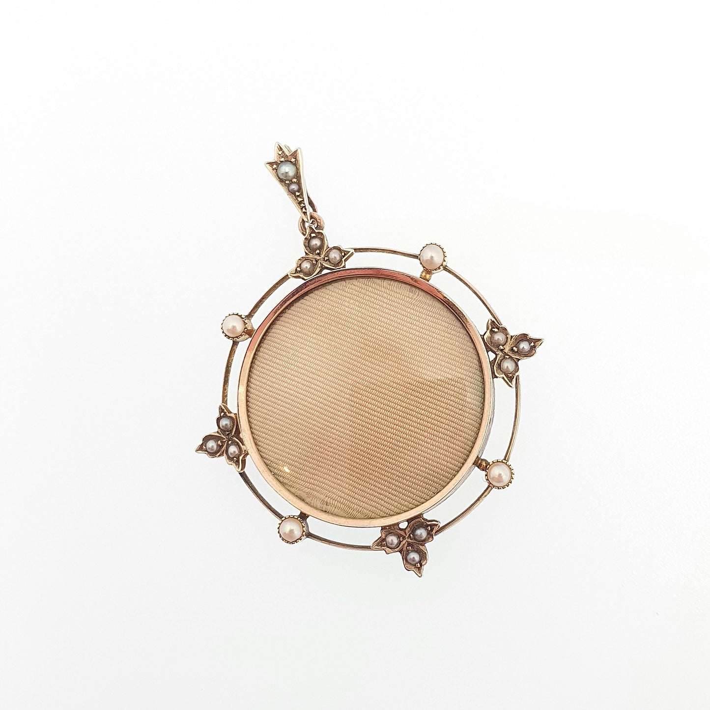 Antique 9ct Gold Seed Pearl Locket Pendant Necklace Art Nouveau Solid 9k 9kt Carat Edwardian Double Sided Vintage Jewelry Jewellery