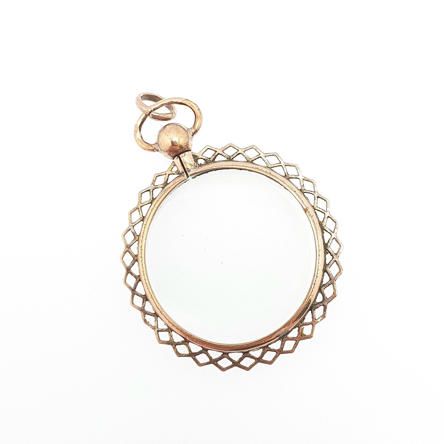 Antique Rose Rolled Gold Locket Picture Pendant Gold Filled Double Sided Round Circle Necklace Photo Vintage