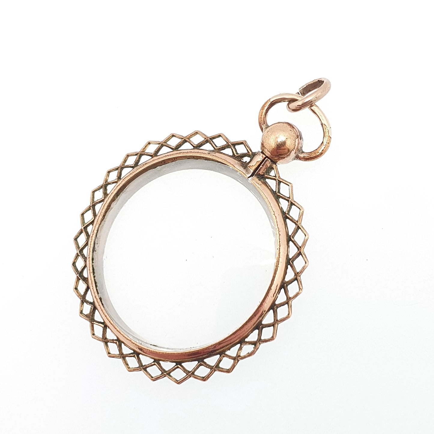 Antique Rose Rolled Gold Locket Picture Pendant Gold Filled Double Sided Round Circle Necklace Photo Vintage