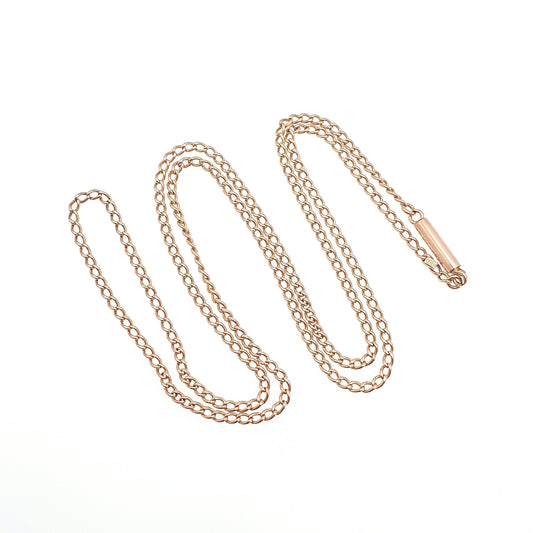 Antique 9ct 9k Rose Gold Chain Necklace Curb Link Victorian Solid 375 51cm 20" 4.47g Barrel Clasp Vintage Womens Jewelry