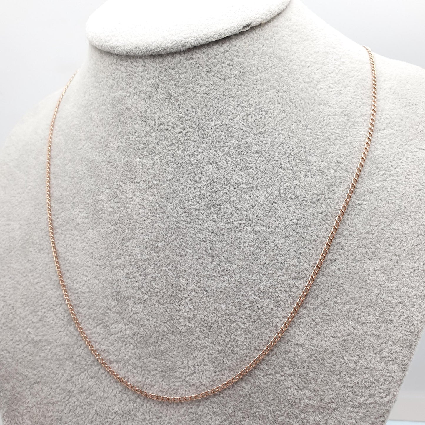 Antique 9ct 9k Rose Gold Chain Necklace Curb Link Victorian Solid 375 51cm 20" 4.47g Barrel Clasp Vintage Womens Jewelry