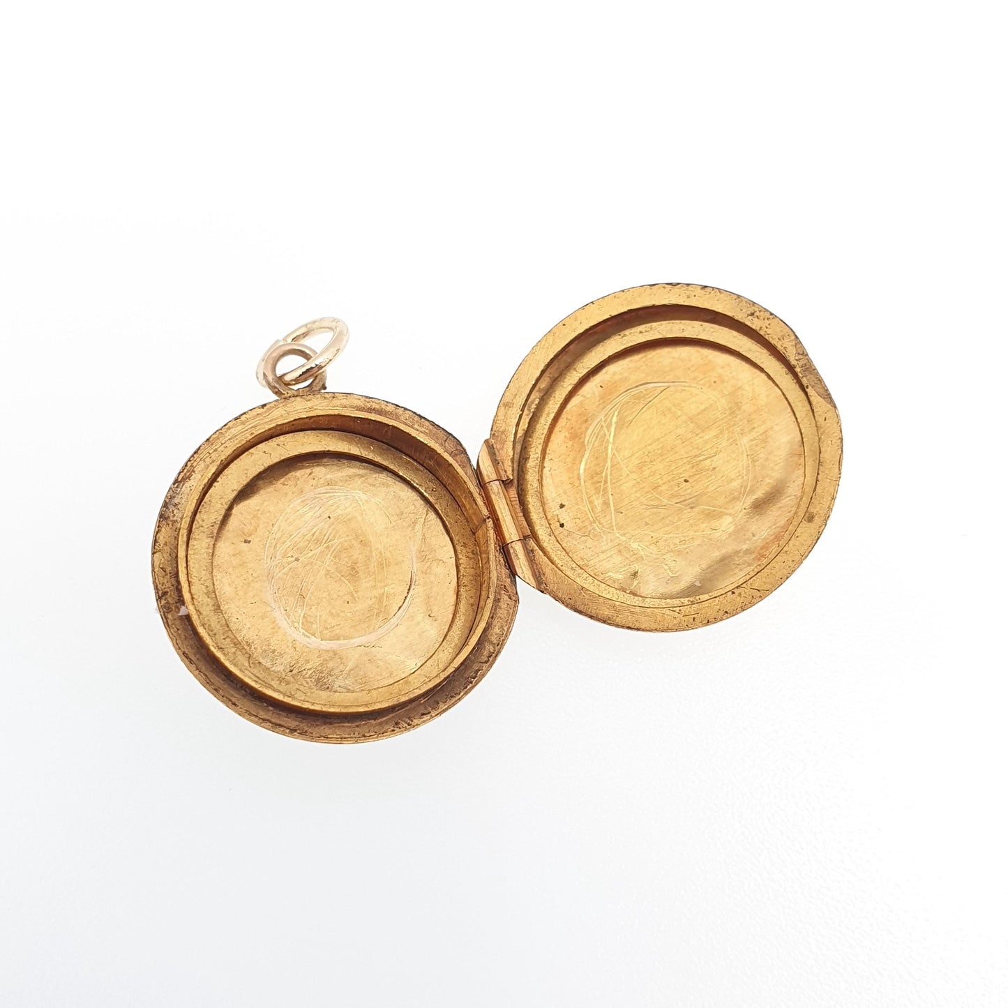 Antique 9ct Rose Gold Bird Locket Solid 9k 375 Small Round Circle Pendant Back & Front Necklace Jewelry Womens Jewellery