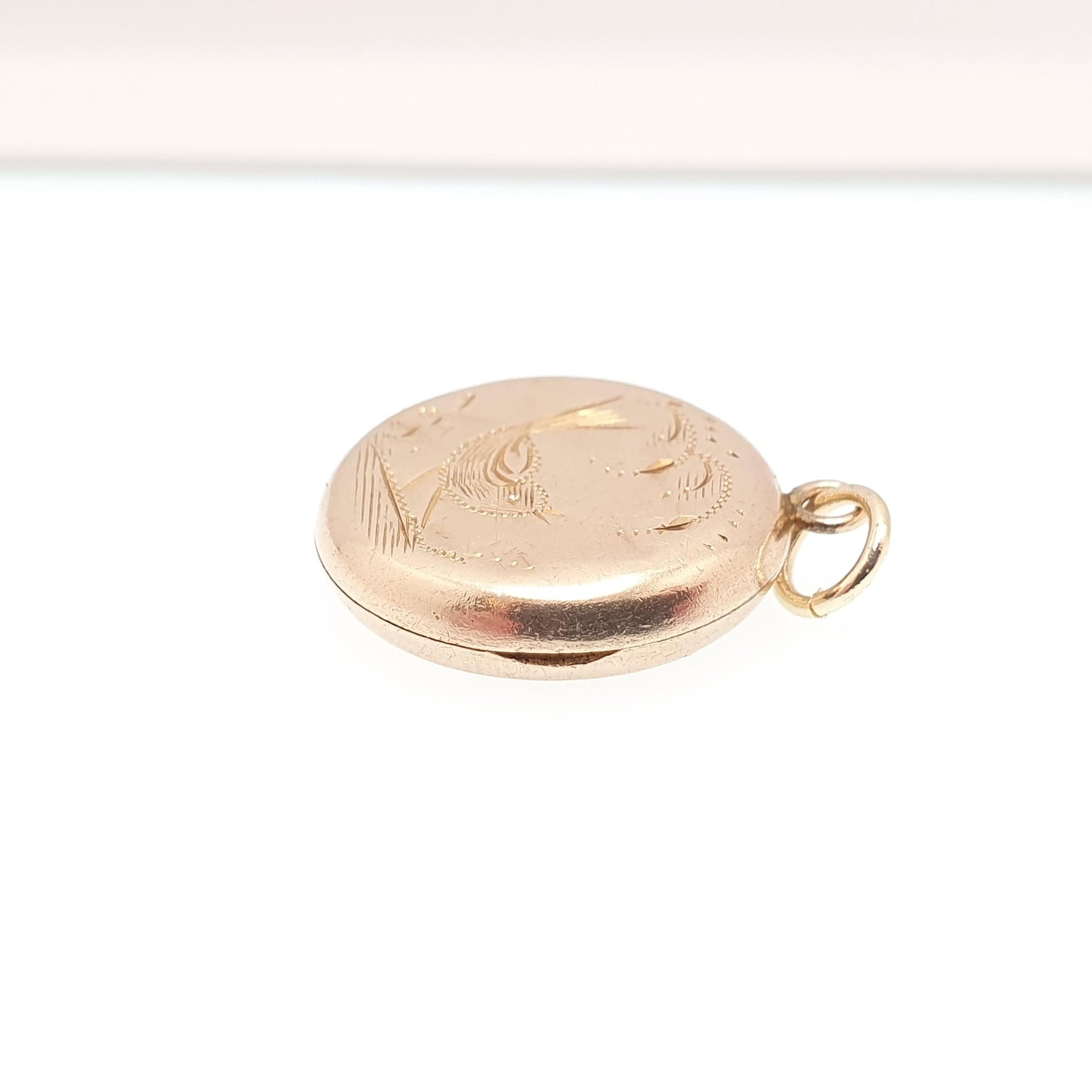 Antique 9ct Rose Gold Bird Locket Solid 9k 375 Small Round Circle Pendant Back & Front Necklace Jewelry Womens Jewellery