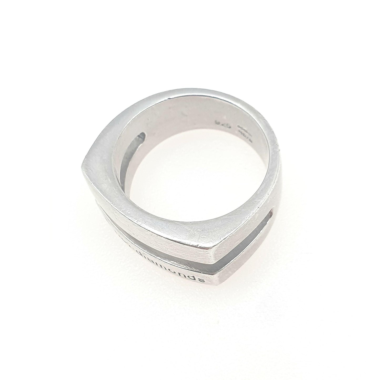Retro Sterling Silver ‘Hot Diamonds’ Ring Real Diamond Heavy Chunky Y2K Solid 925 Womens Jewelry Vintage Jewellery