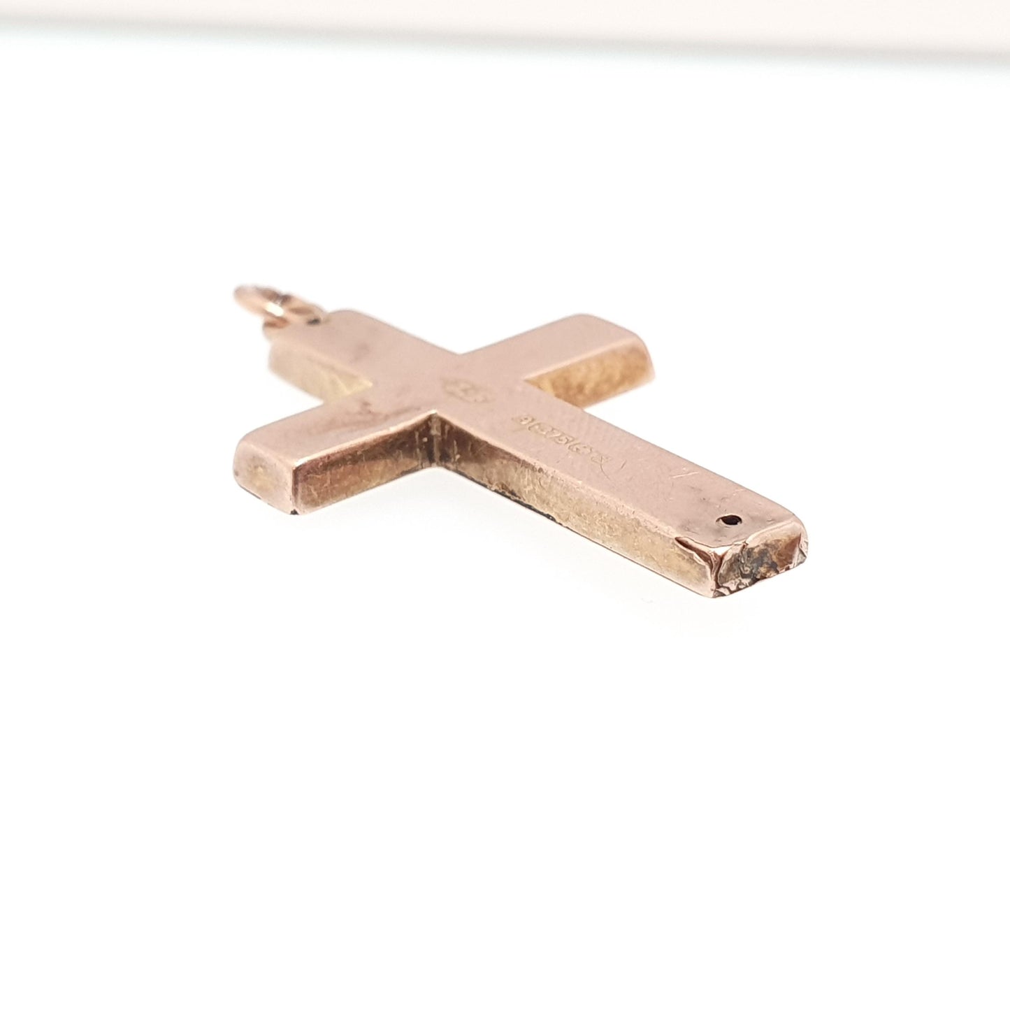 Antique 9ct 9k Rose Gold Jesus On The Cross Necklace Crucifix Pendant 1917 Hallmark Solid 9kt Vintage Womens Mens Jewellery Jewelry