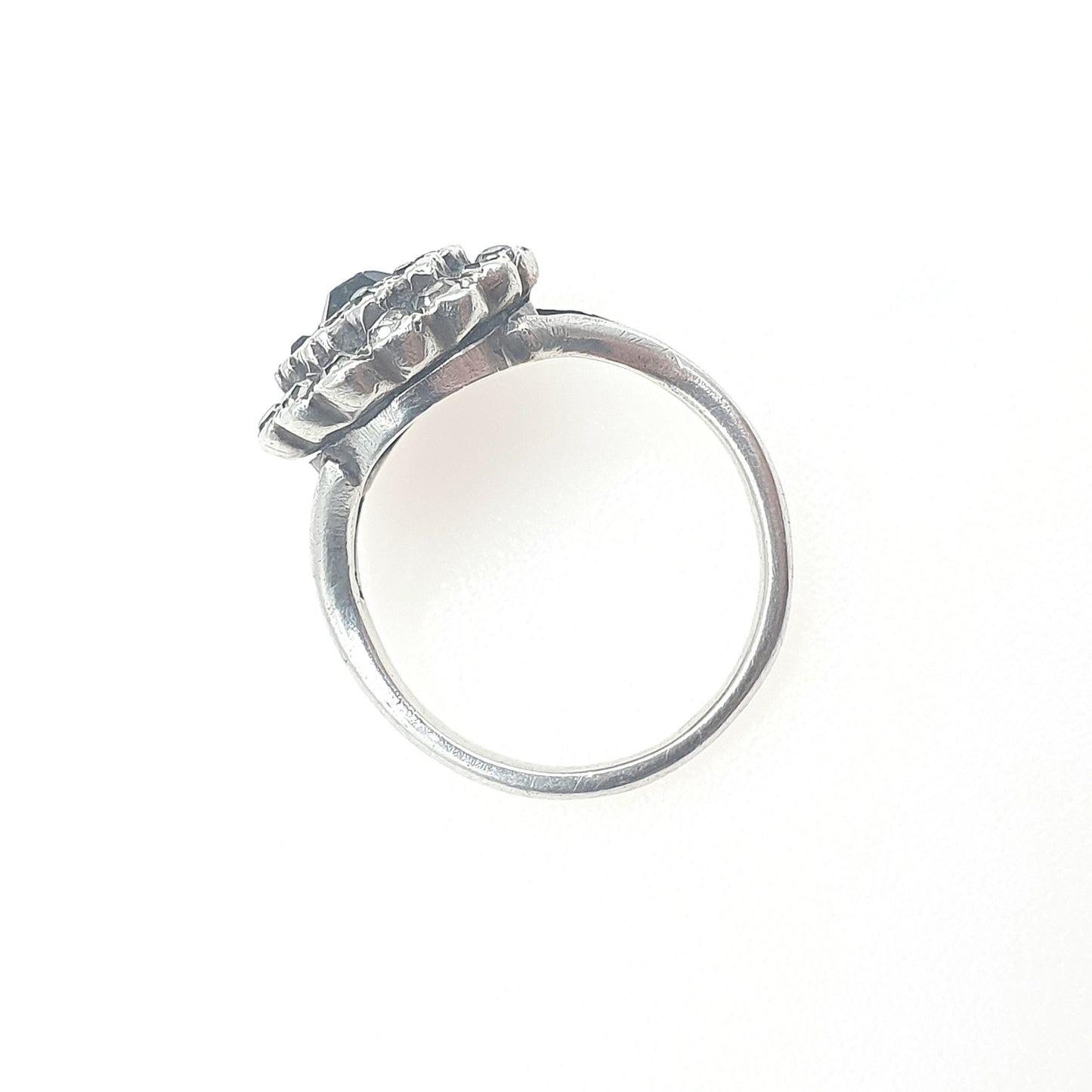 Antique Victorian Solid Silver Diamond Paste Ring Cluster Statement Vintage Jewelry UKL US5.75 Mens Jewellery Unisex Womens UKQ US8.25