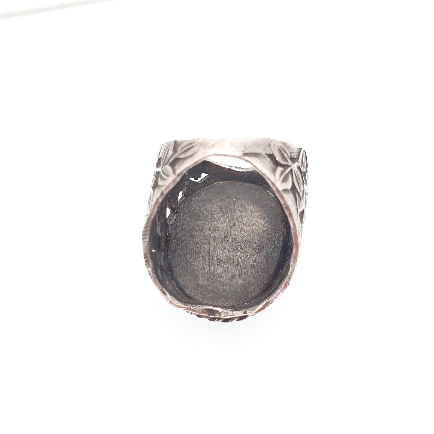 Antique Blue John Solid Silver Ring Victorian Arts And Crafts Oval Solitaire Signet 1920s Bleu Jaune Fluorite Gemstone Jewelry Jewellery