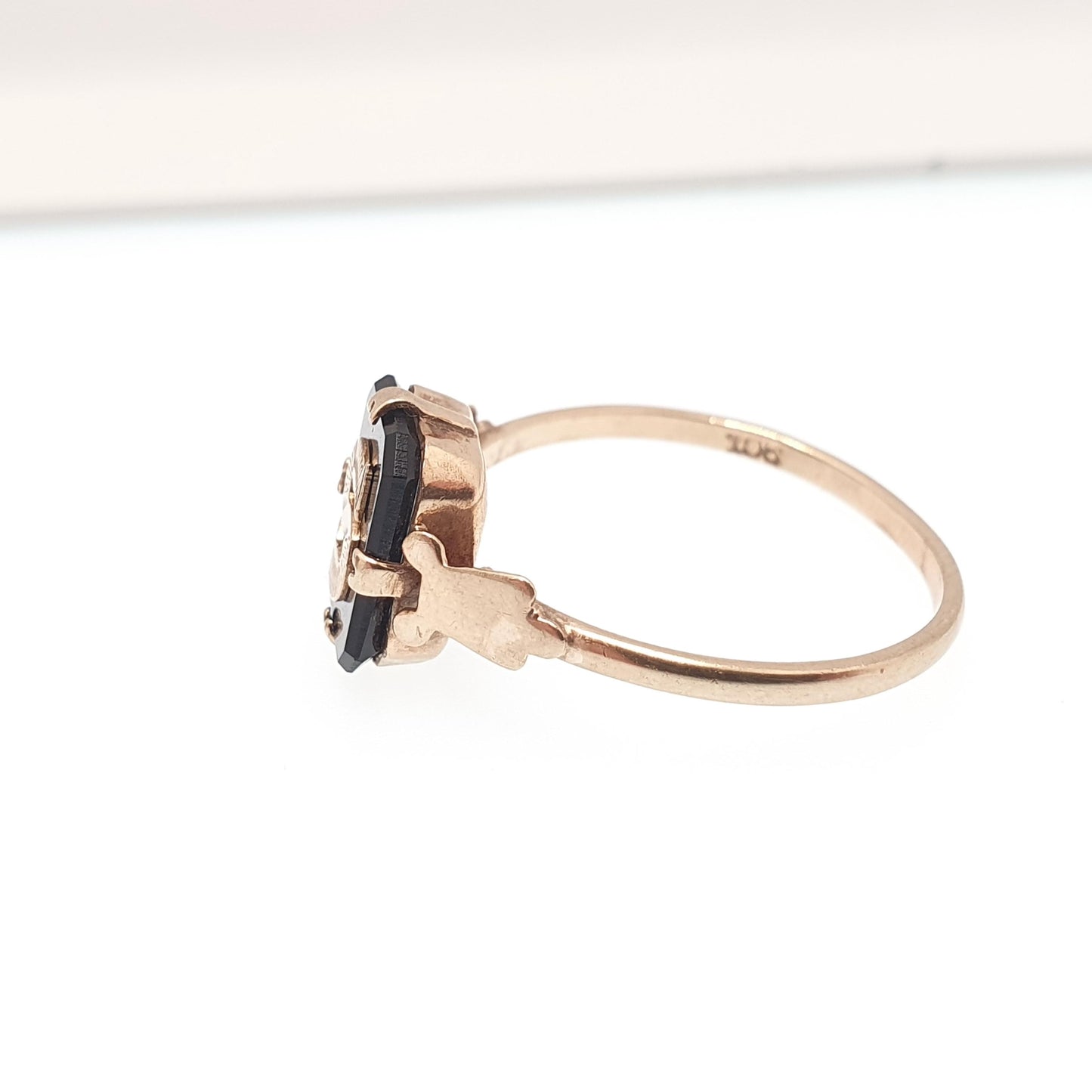 Antique 9ct Gold "S" S Initial Ring Art Deco Onyx Gemstone Signet Rectangular Letter Name Solid 9k 9kt Vintage Jewelry Jewellery
