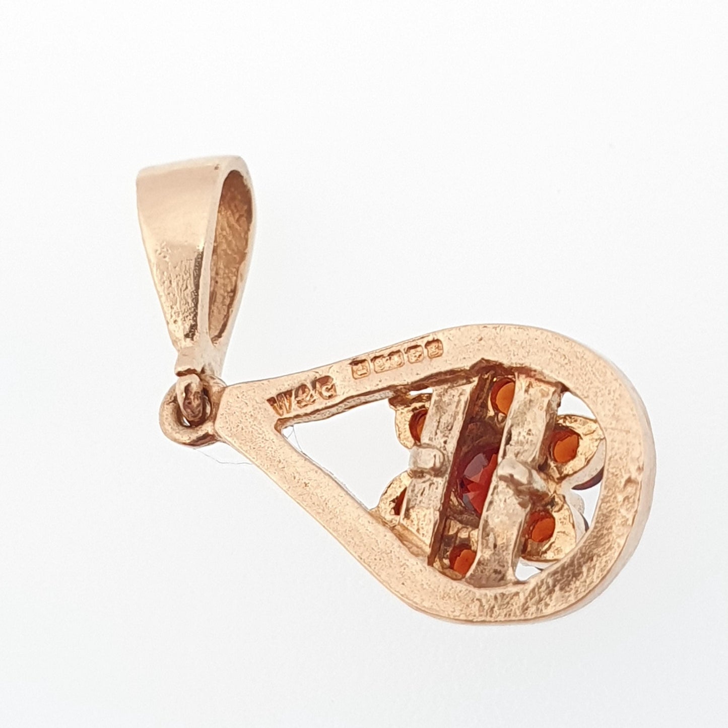 Vintage 9ct 9k Gold Garnet Pendant Necklace Bohemian Style Genuine Red Gemstone Teardrop Pear Cluster Solid 375 Womens Jewellery Jewelry