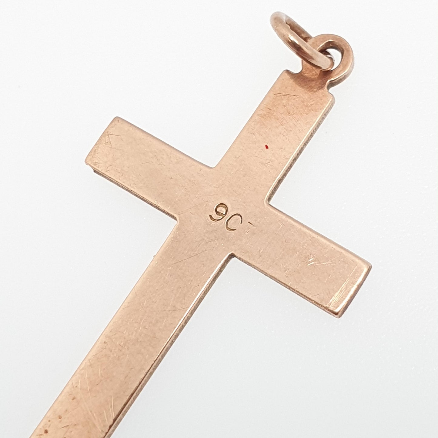 Antique 9ct 9k Rose Gold Crucifix Necklace Cross Pendant Etched Engraved Solid 375 Vintage Christian Jewellery Jewelry