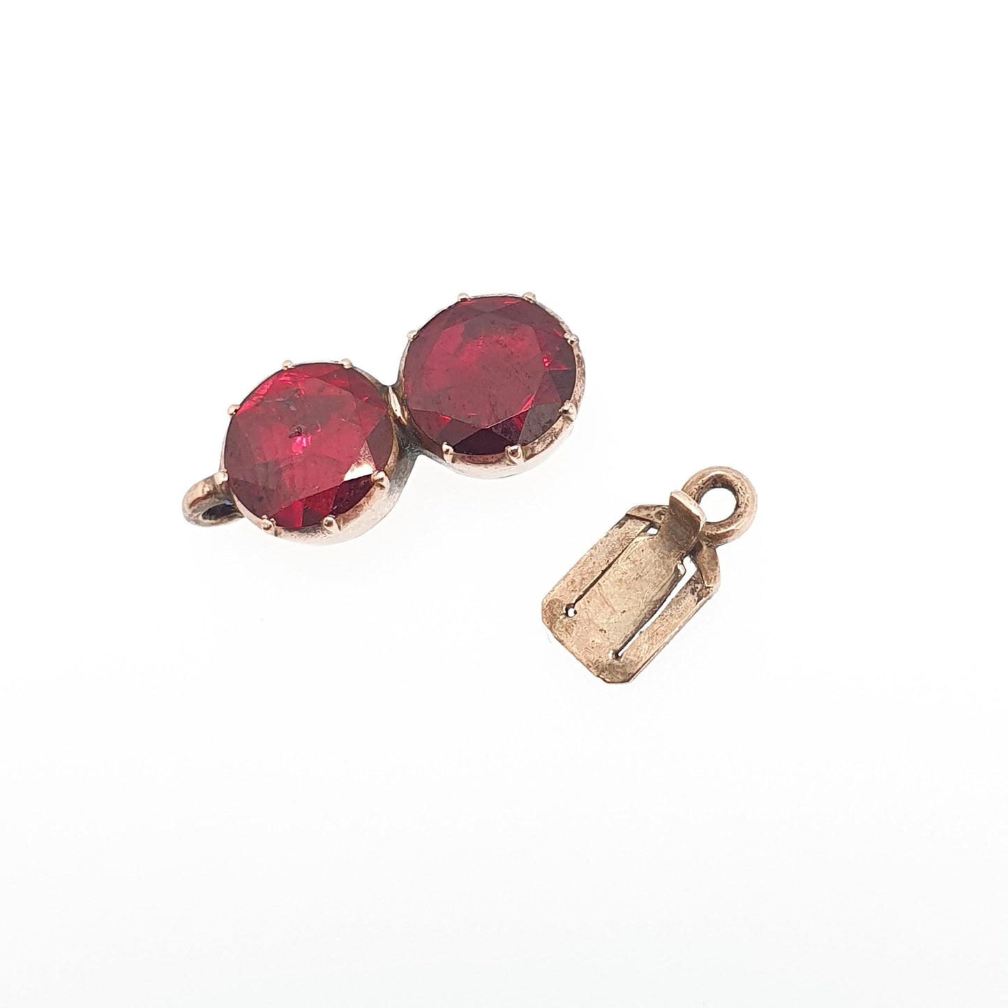 Antique Georgian Solid Gold Garnet Necklace Bracelet Clasp 9ct 9k Foiled Natural Gemstones Round Cut Single Jewelry Jewellery