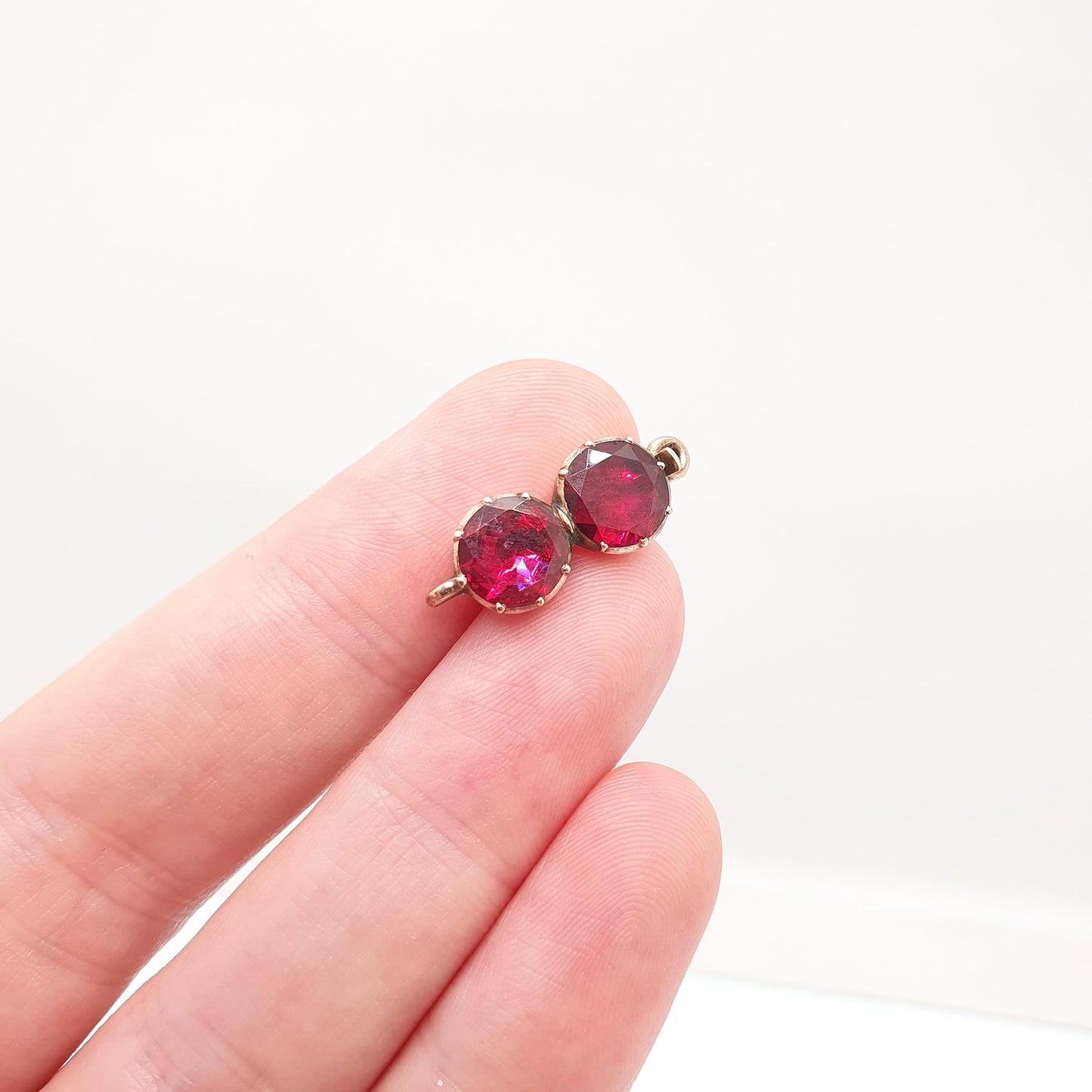 Antique Georgian Solid Gold Garnet Necklace Bracelet Clasp 9ct 9k Foiled Natural Gemstones Round Cut Single Jewelry Jewellery