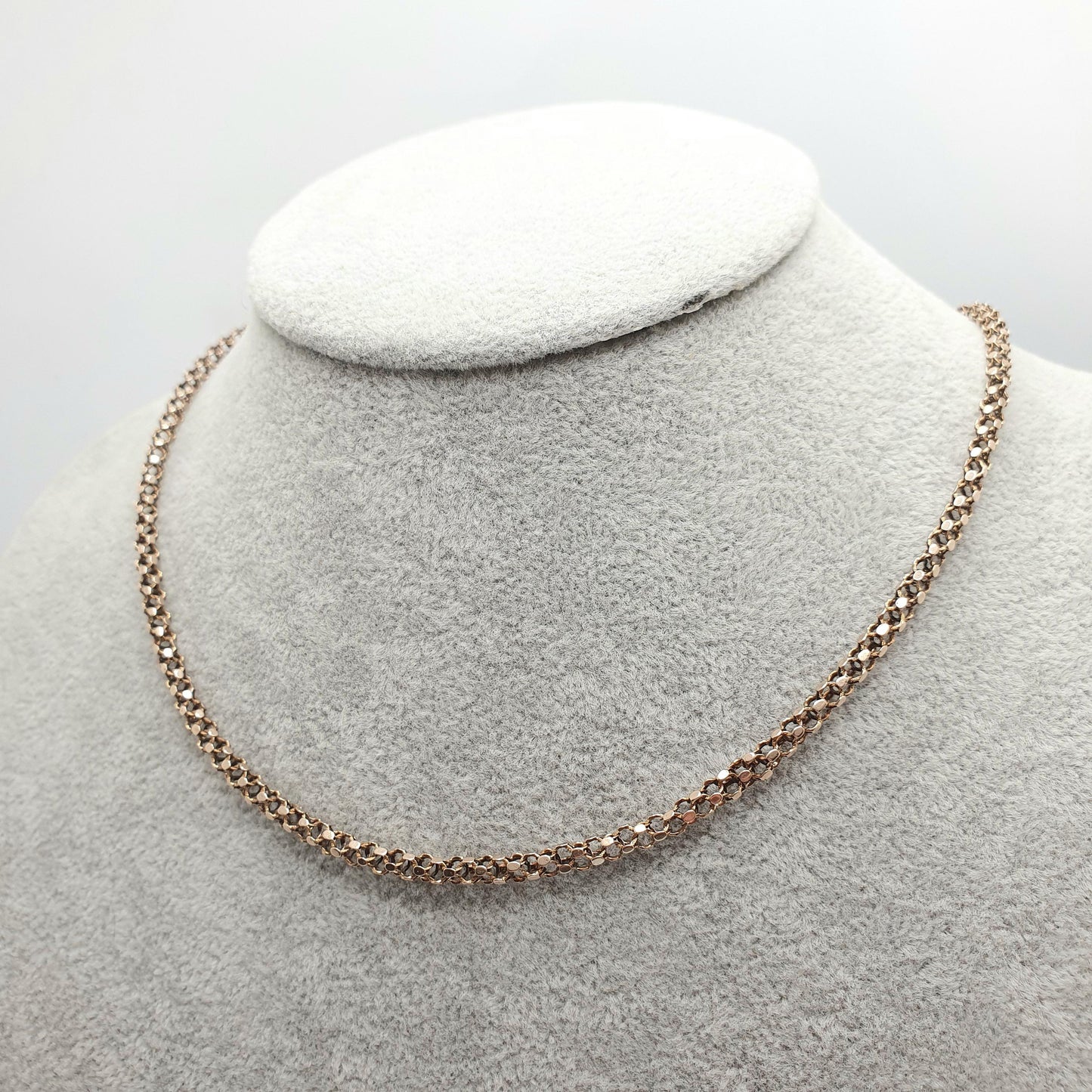 Antique Victorian 15ct Gold Mesh Link Chain Necklace Woven Hexagon Fancy 42cm 8.28g Choker Vintage Jewelry Jewellery
