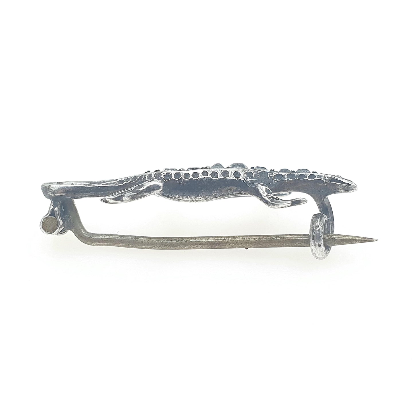 Antique Victorian Solid Silver Diamond Paste Lizard Brooch Reptile Animal Small Vintage Womens Retro Jewelry Jewellery Mens Unisex
