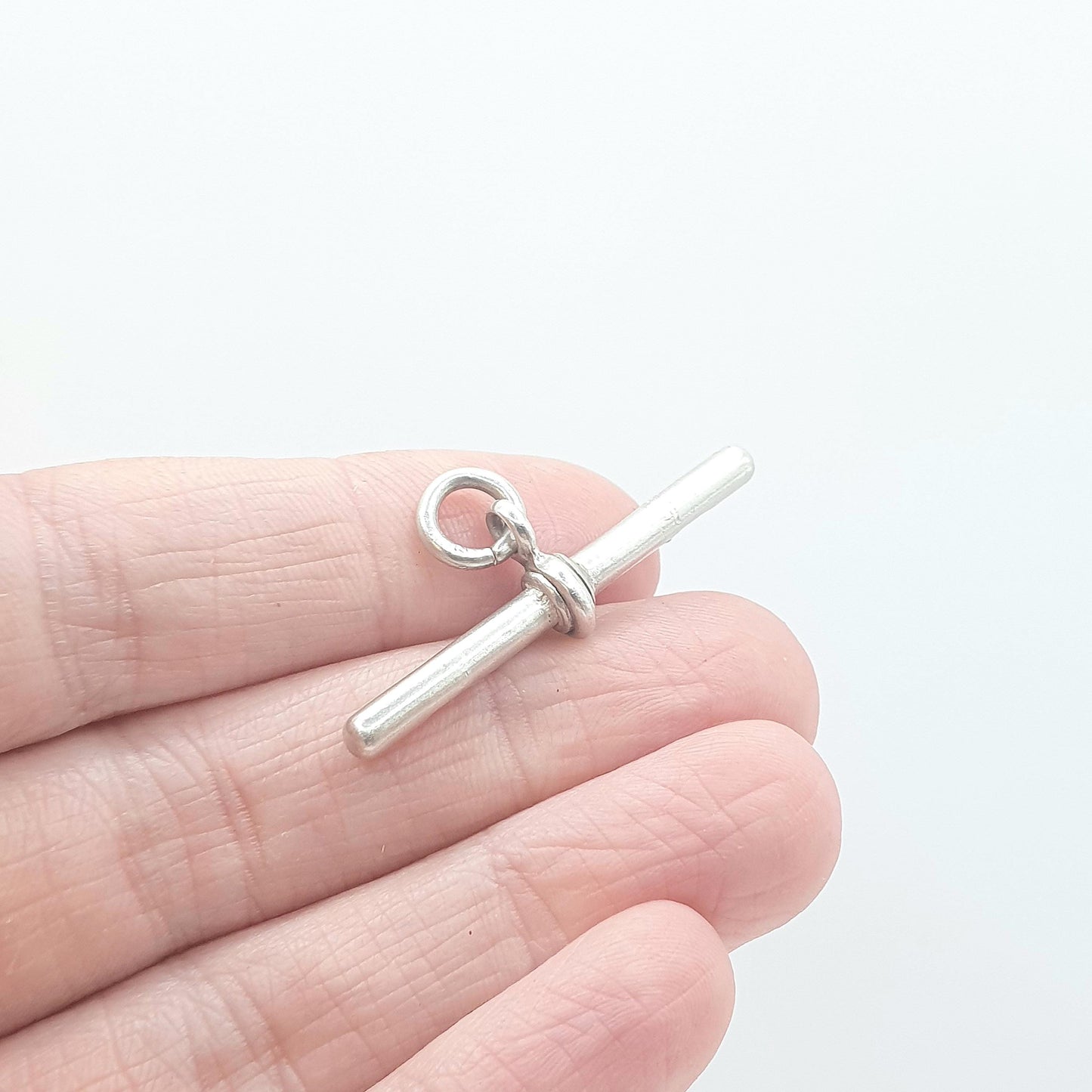 Antique Victorian Sterling Silver T Bar Pendant Albert Chain Charm Necklace Vintage Mens Womens Jewelry Jewellery