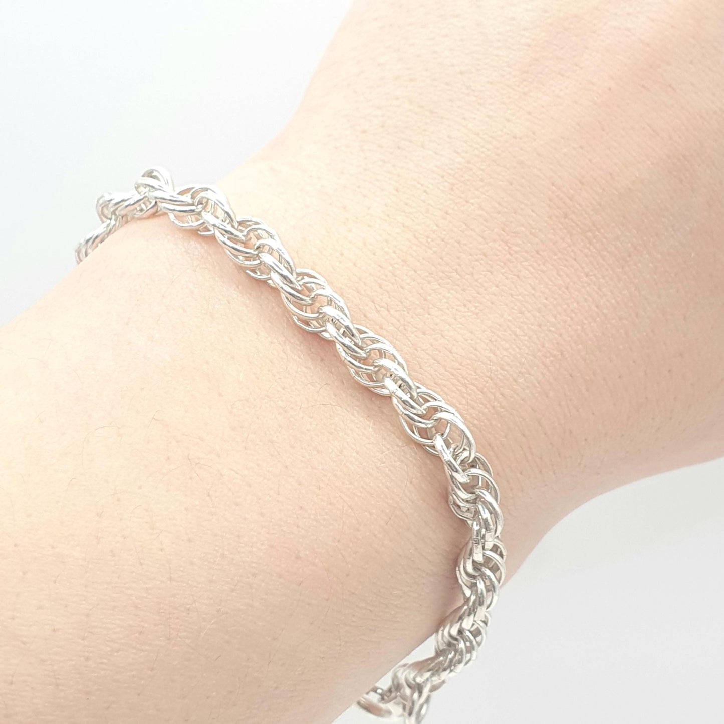 Vintage Sterling Silver Rope Link Bracelet Helix Twist Chain Solid 925 8.80g 18cm Womens Mens Jewellery Jewelry