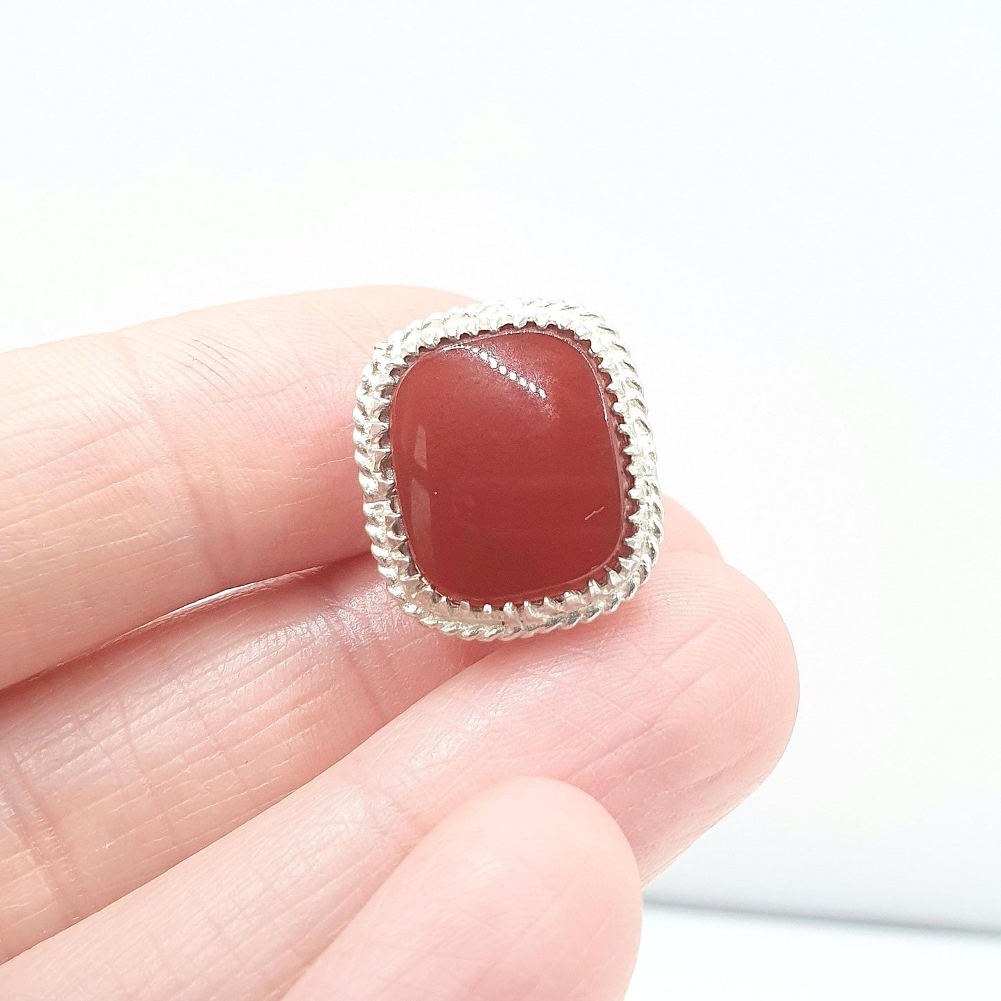 Vintage Solid Silver Carnelian Fob Necklace Pendant Victorian Revival Genuine Gemstone Mens Womens Jewelry Jewellery