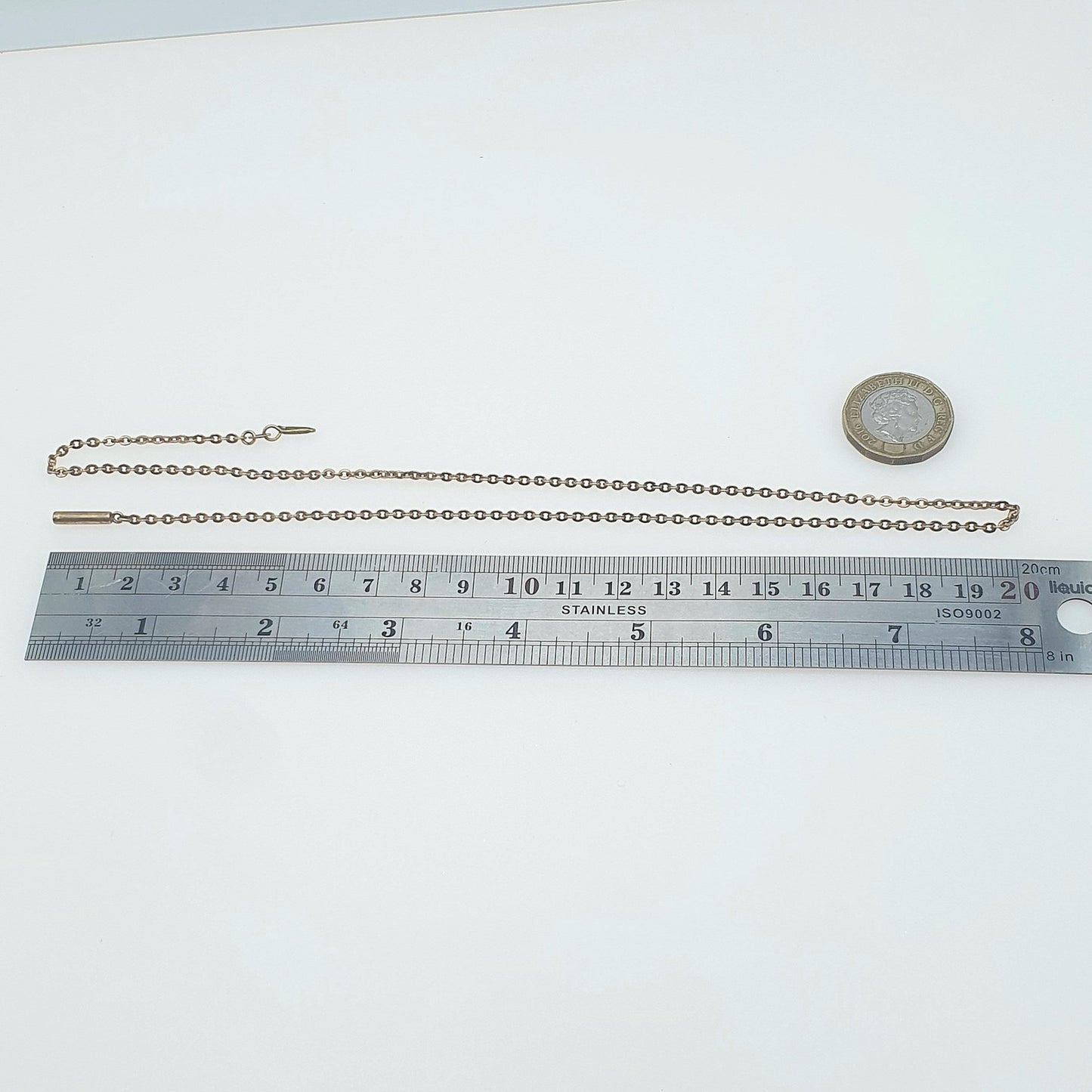 Antique Rose Rolled Gold Chain Necklace Cable Trace Link Gold Filled 46cm 18.1" 4.42g Vintage Mens Womens