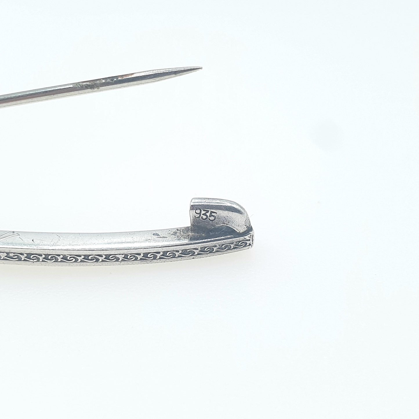 Antique Art Deco Solid Silver Black & White Paste Bar Brooch Wave Diamond Tone Onyx Tone Vintage Womens Jewellery Jewelry