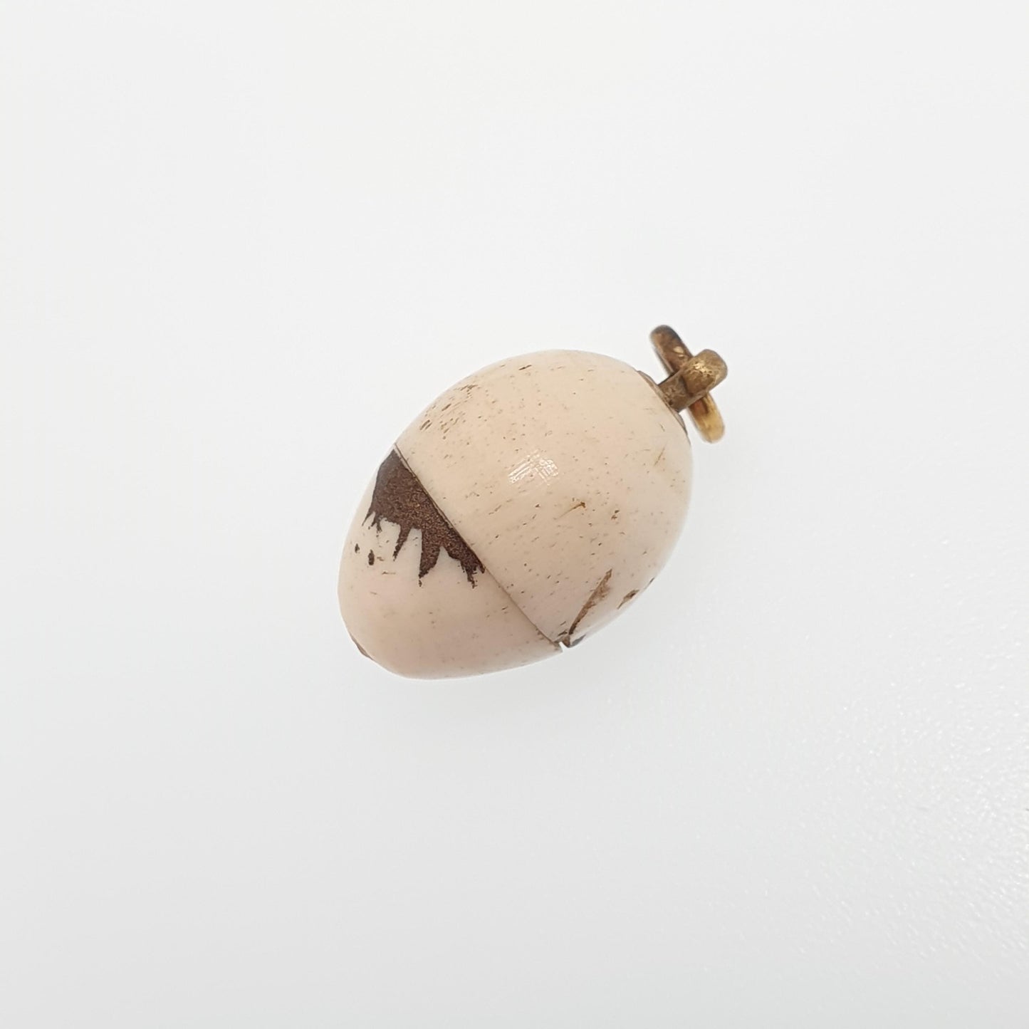 Antique Japanese Bone Chicken Egg Charm Pendant Necklace Opening Japan Vintage Jewelry Jewellery