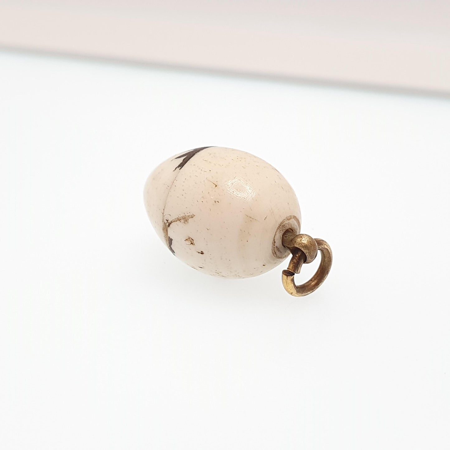 Antique Japanese Bone Chicken Egg Charm Pendant Necklace Opening Japan Vintage Jewelry Jewellery