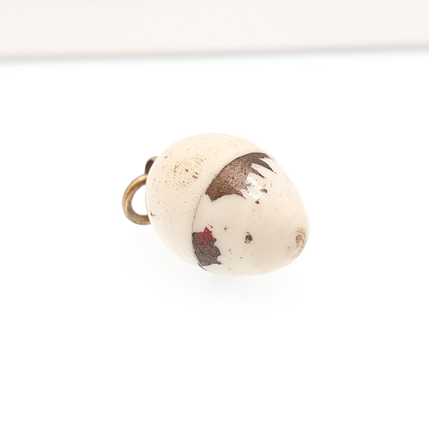 Antique Japanese Bone Chicken Egg Charm Pendant Necklace Opening Japan Vintage Jewelry Jewellery