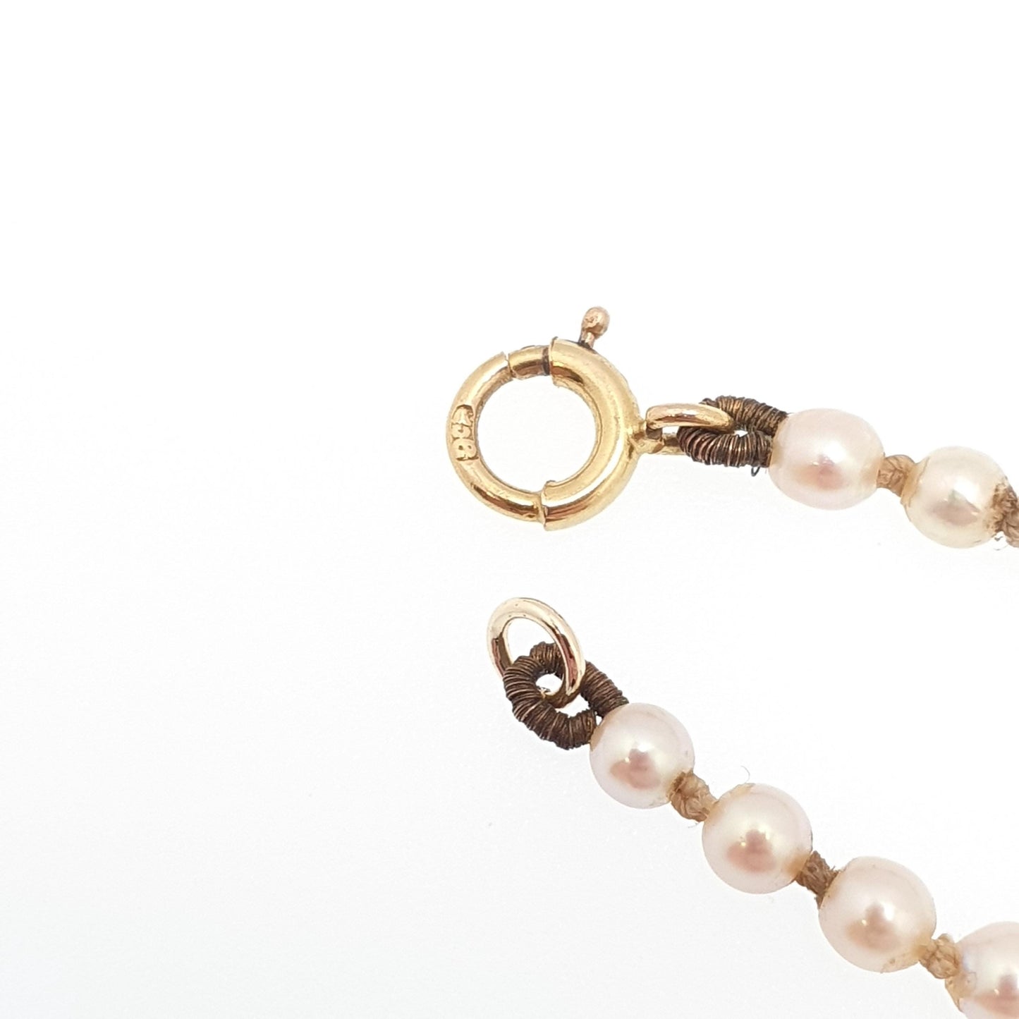 Antique 9ct 9k Cultured Pearl Necklace Gold Clasp 41cm 13.98g Vintage Solid 375 Genuine Real Pearls Jewelry Jewellery
