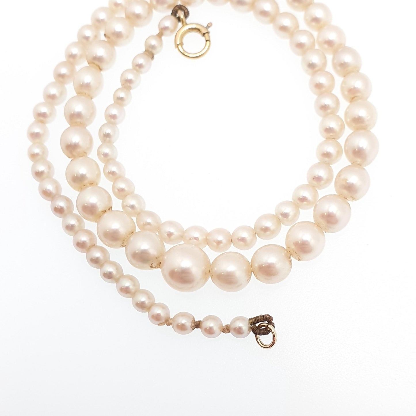 Antique 9ct 9k Cultured Pearl Necklace Gold Clasp 41cm 13.98g Vintage Solid 375 Genuine Real Pearls Jewelry Jewellery