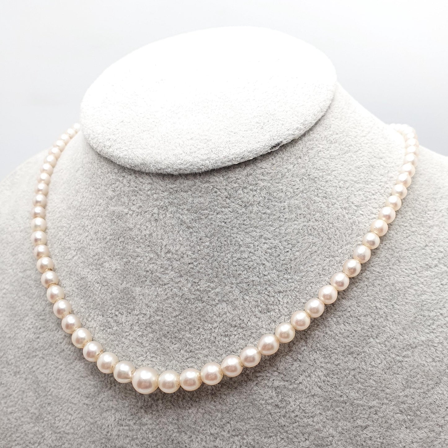 Antique 9ct 9k Cultured Pearl Necklace Gold Clasp 41cm 13.98g Vintage Solid 375 Genuine Real Pearls Jewelry Jewellery