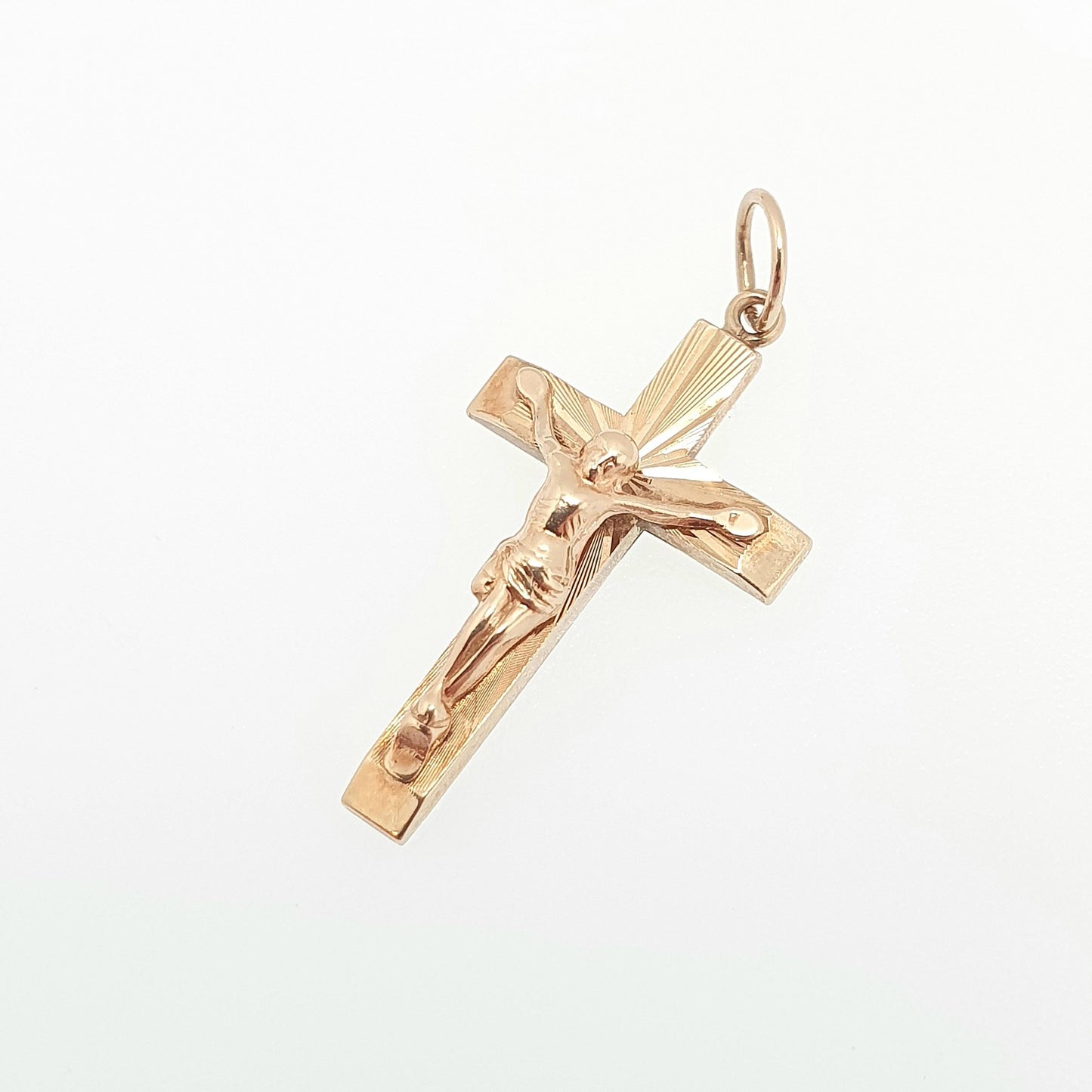 Vintage 9k 9ct Gold Jesus On The Cross Crucifix Necklace Pendant Charm Christian Catholic Solid 375 Religious Mens Womens Jewelry Jewellery