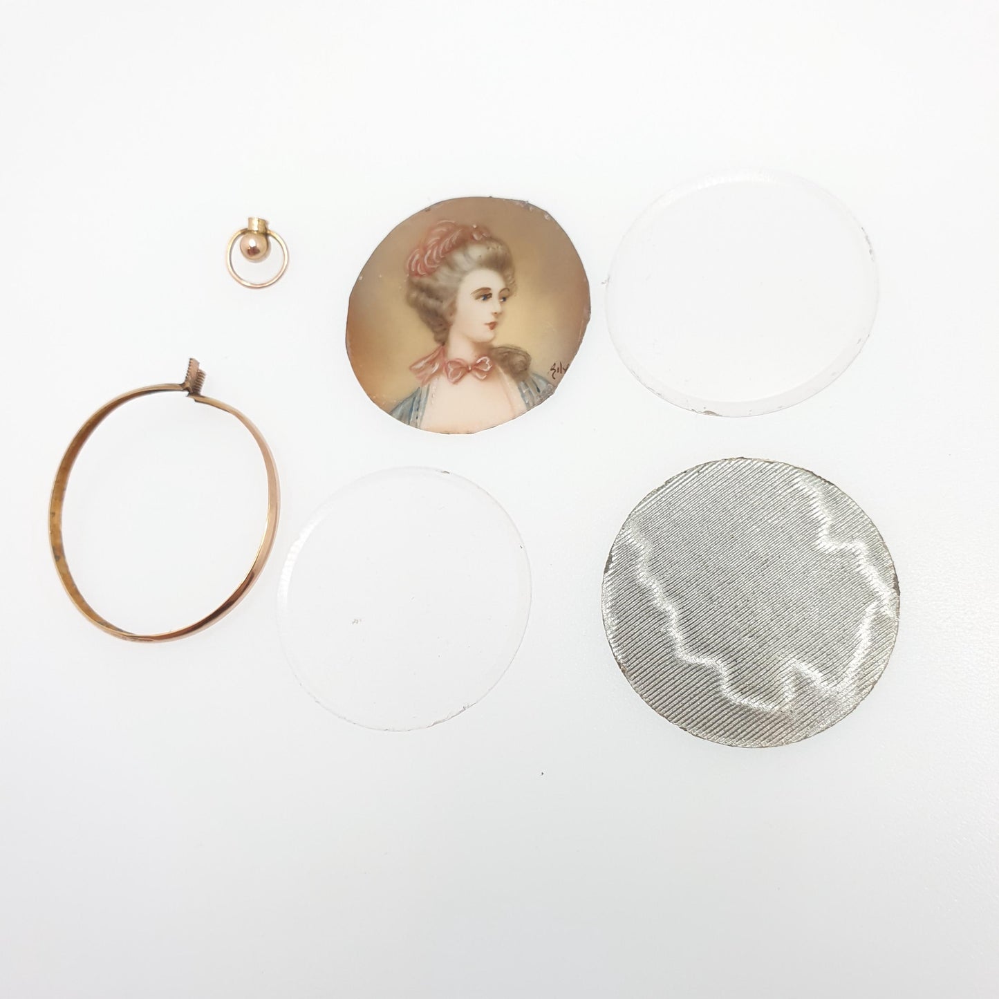 Antique 9ct Gold Locket Pendant Necklace Solid 375 9k 9kt Round Circle Vintage Photo Picture Glass Jewelry Jewellery
